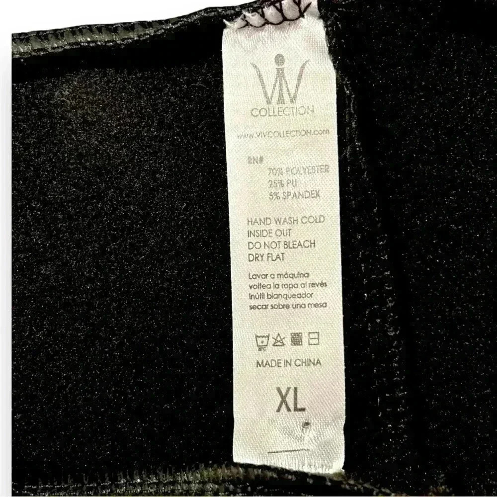 Women’s size XL control top faux leather black stretch lined athletic leggings - Picture 2 of 9